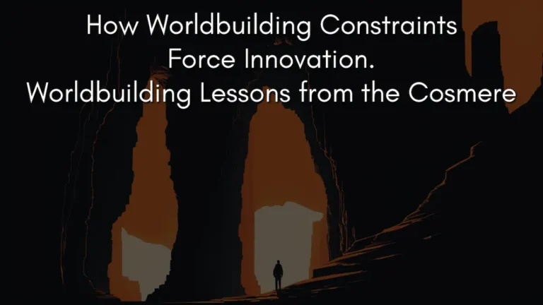 A silhouette of a lone traveler standing before massive rock arches in a barren landscape, illustrating the scale of worldbuilding constraints in the Cosmere.